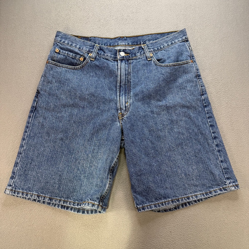 Levi 550 Relaxed Fit Denim Jean Shorts Y2K Jorts Mens 36 (FIT 34) Blue Casual